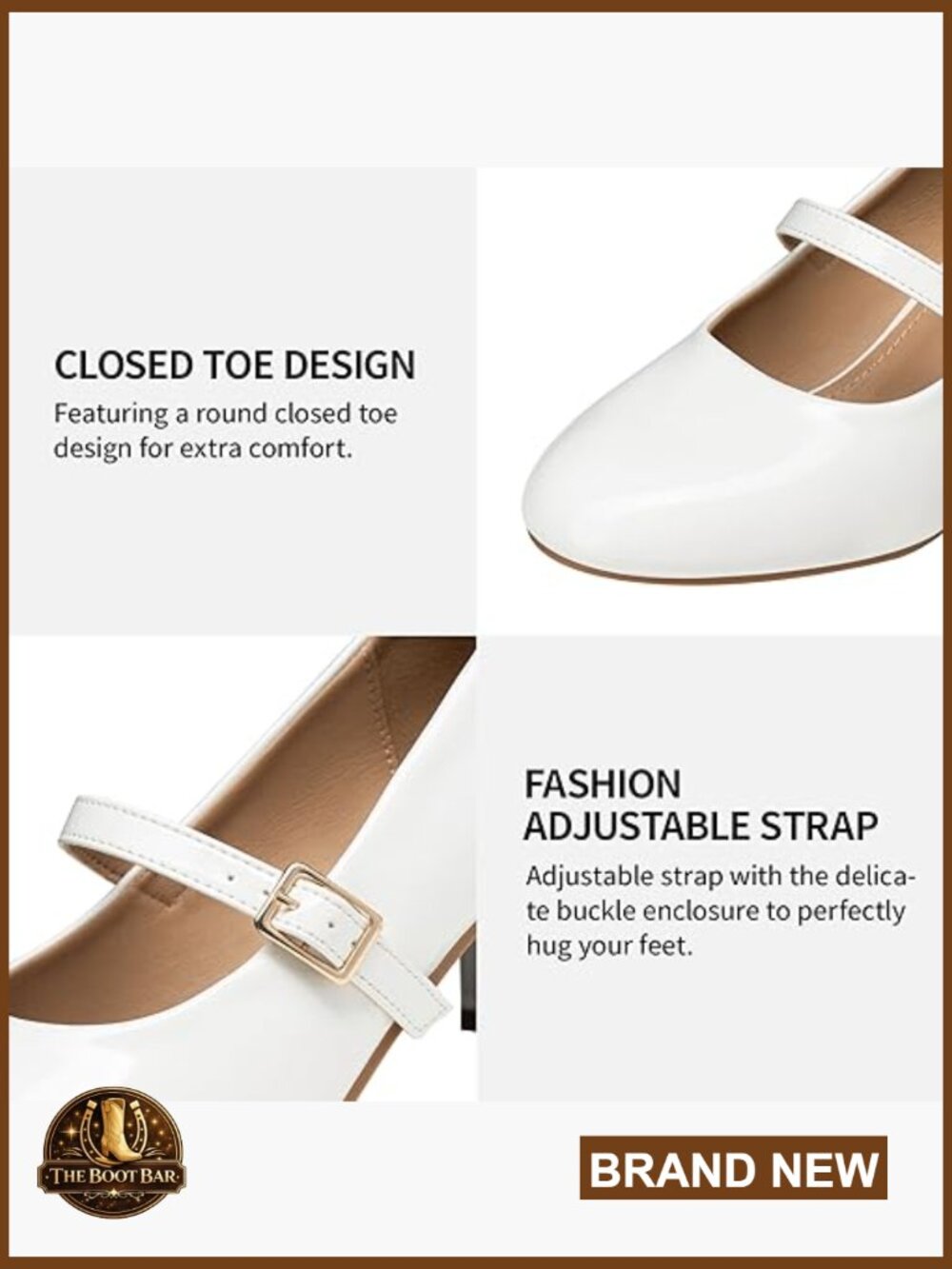 Chunky Mary Jane Pumps with Block Heel and Adjustable Strap - Picture 5 of 7